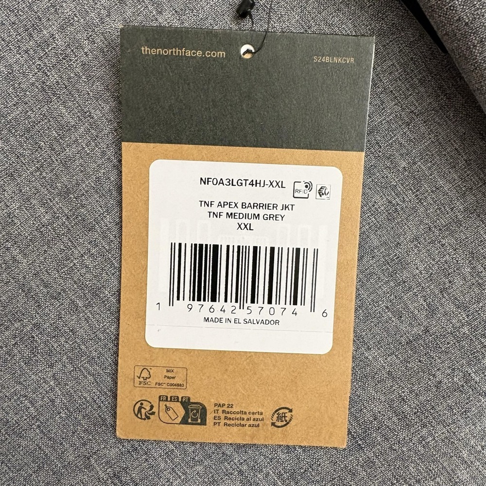 The North Face Apex Barrier Softshell Jacket Mens 2XL Heather Gray NF0A3LGT - Picture 6 of 13